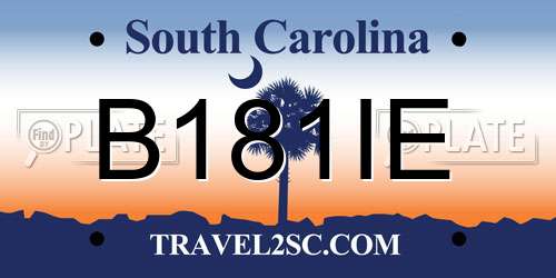 B181IE South Carolina License Plate