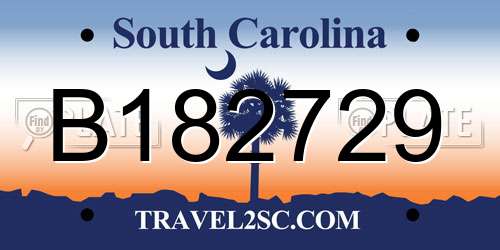 B182729 South Carolina License Plate