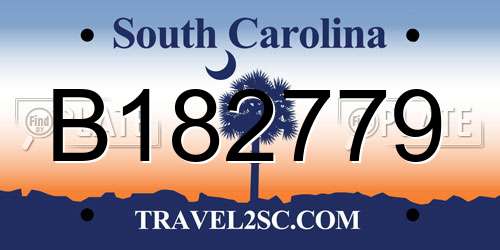 B182779 South Carolina License Plate