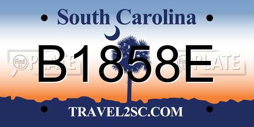 B1858E South Carolina License Plate