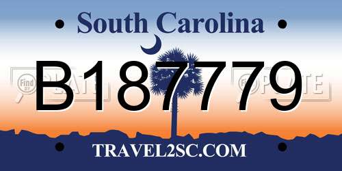 B187779 South Carolina License Plate