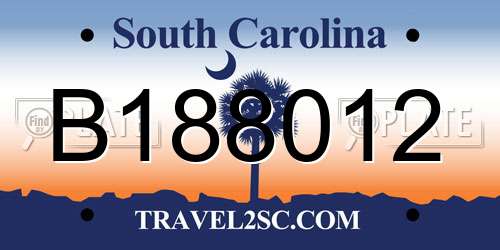 B188012 South Carolina License Plate