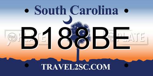 B188BE South Carolina License Plate