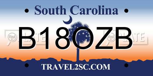 B18OZB South Carolina License Plate