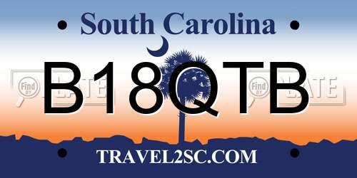 B18QTB South Carolina License Plate