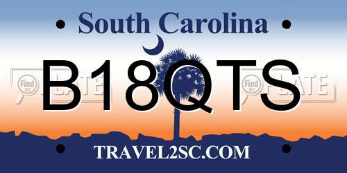 B18QTS South Carolina License Plate