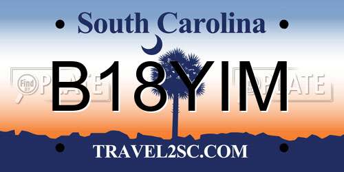 B18YIM South Carolina License Plate