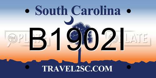 B1902I South Carolina License Plate