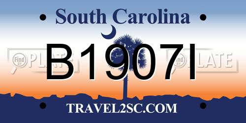 B1907I South Carolina License Plate