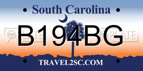 B194BG South Carolina License Plate