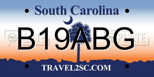 B19ABG South Carolina License Plate