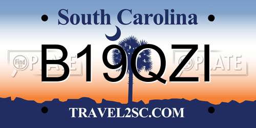 B19QZI South Carolina License Plate
