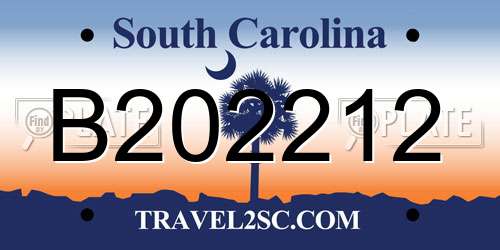 B202212 South Carolina License Plate