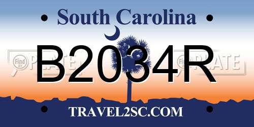 B2034R South Carolina License Plate