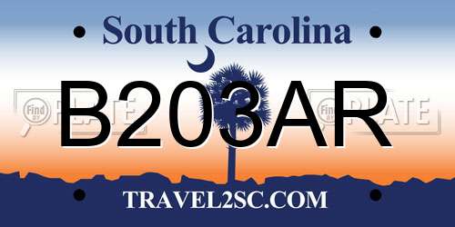 B203AR South Carolina License Plate