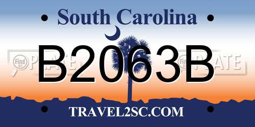 B2063B South Carolina License Plate