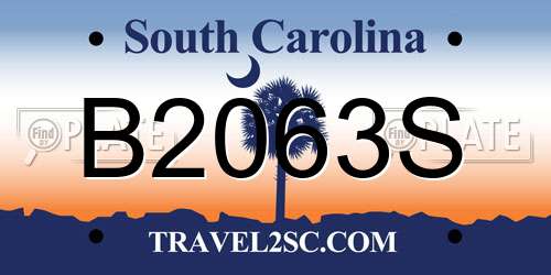 B2063S South Carolina License Plate