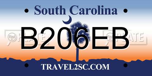 B206EB South Carolina License Plate