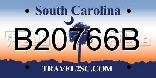 B20766B South Carolina License Plate