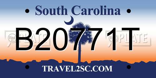 B20771T South Carolina License Plate