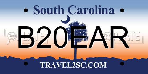 B20EAR South Carolina License Plate