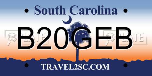 B20GEB South Carolina License Plate