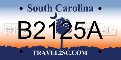B2125A South Carolina License Plate