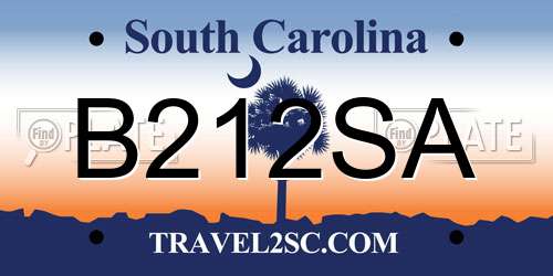 B212SA South Carolina License Plate
