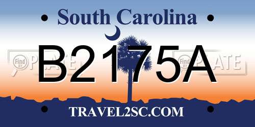 B2175A South Carolina License Plate