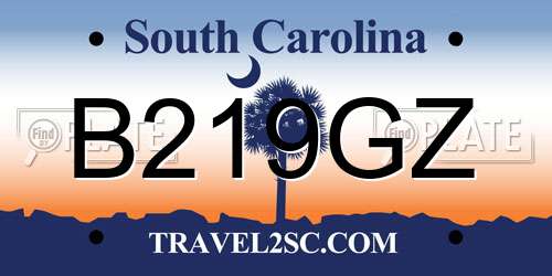 B219GZ South Carolina License Plate