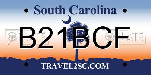 B21BCF South Carolina License Plate