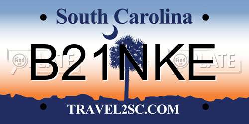B21NKE South Carolina License Plate