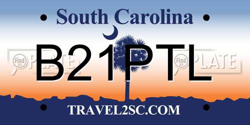 B21PTL South Carolina License Plate