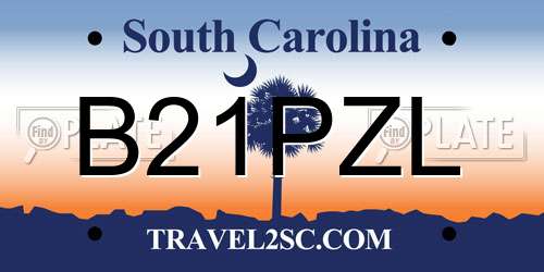 B21PZL South Carolina License Plate
