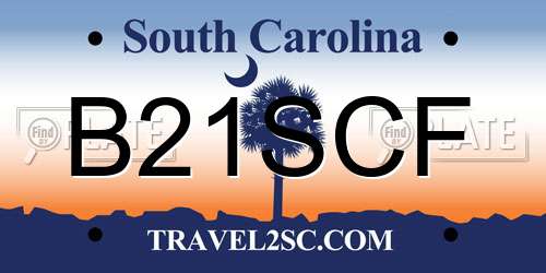 B21SCF South Carolina License Plate