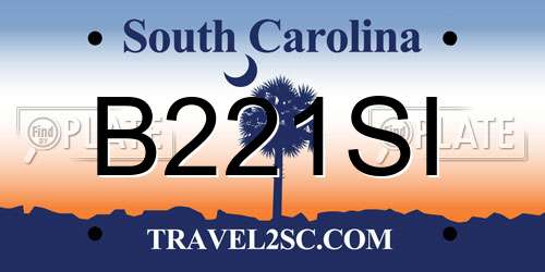 B221SI South Carolina License Plate