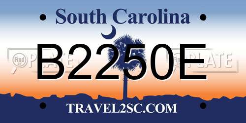 B2250E South Carolina License Plate