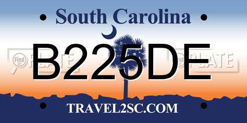 B225DE South Carolina License Plate