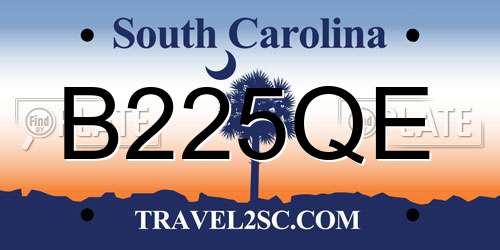 B225QE South Carolina License Plate