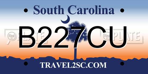 B227CU South Carolina License Plate