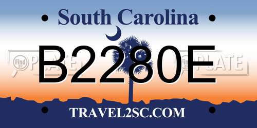 B2280E South Carolina License Plate