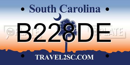 B228DE South Carolina License Plate