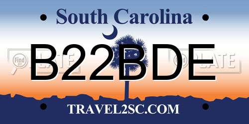 B22BDE South Carolina License Plate