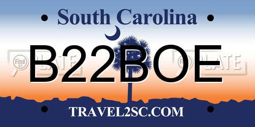 B22BOE South Carolina License Plate