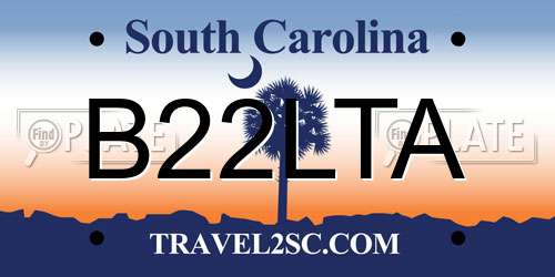 B22LTA South Carolina License Plate