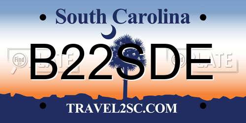 B22SDE South Carolina License Plate