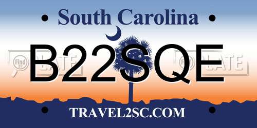 B22SQE South Carolina License Plate