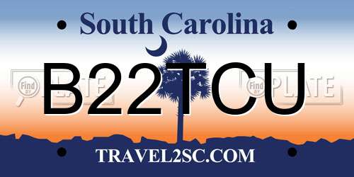 B22TCU South Carolina License Plate