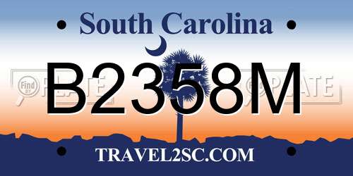 B2358M South Carolina License Plate