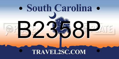 B2358P South Carolina License Plate